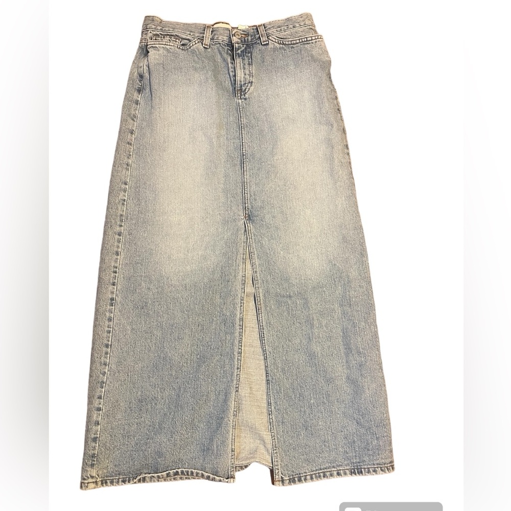 Vintage Denim Maxi long front slit skirt women’s 6